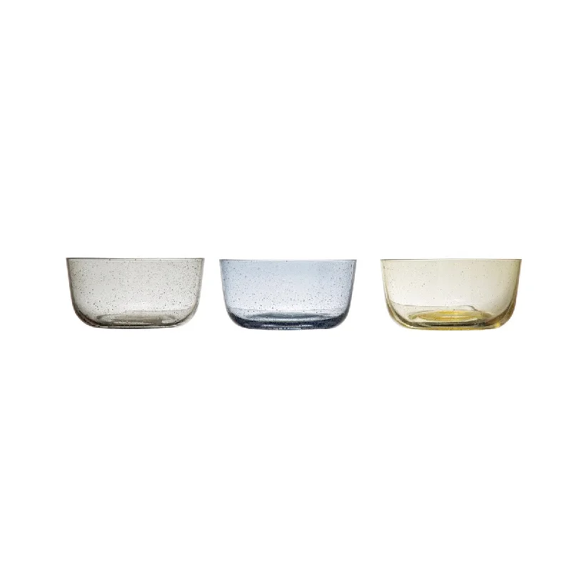 Trendy reusable glass trays-Bubble Glass Bowl, Set of 3 Colors