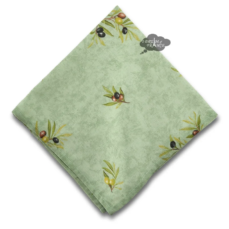 Designer bamboo salad plates-Clos des Oliviers Green Provence All-Over Cotton Napkin by l'Ensoleillade