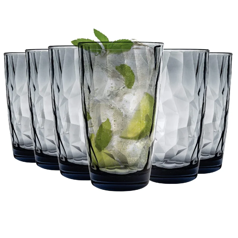 Chic minimalist tea cups-470ml Diamond Highball Glasses - Pack of Six