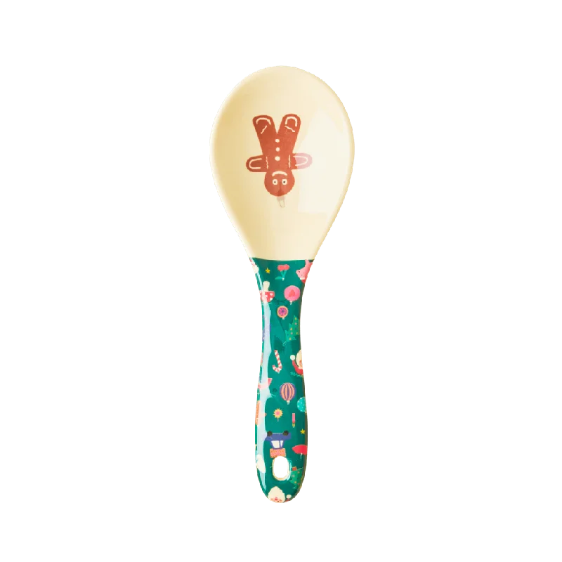 Trendy matte finish plates-Melamine Salad Spoon | Christmas All Over Print