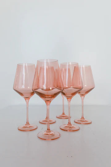 Designer travel tumblers with handles-Estelle Colored Wine Glasses- Blush Pink