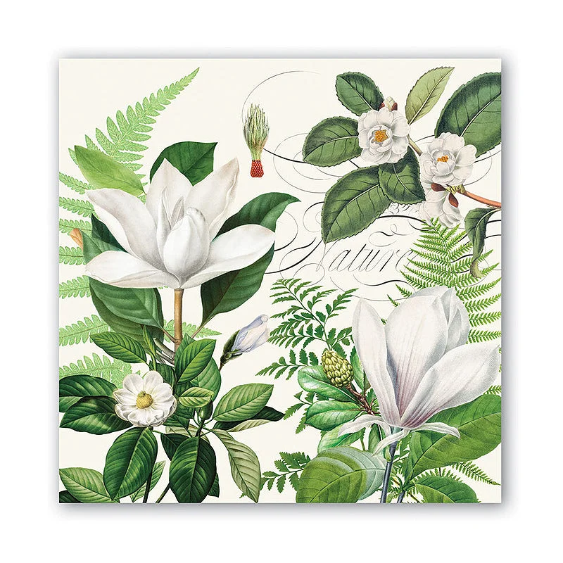 Vintage-inspired serving spoons-Michel Design Works Luncheon Napkins ~ Magnolia Petals