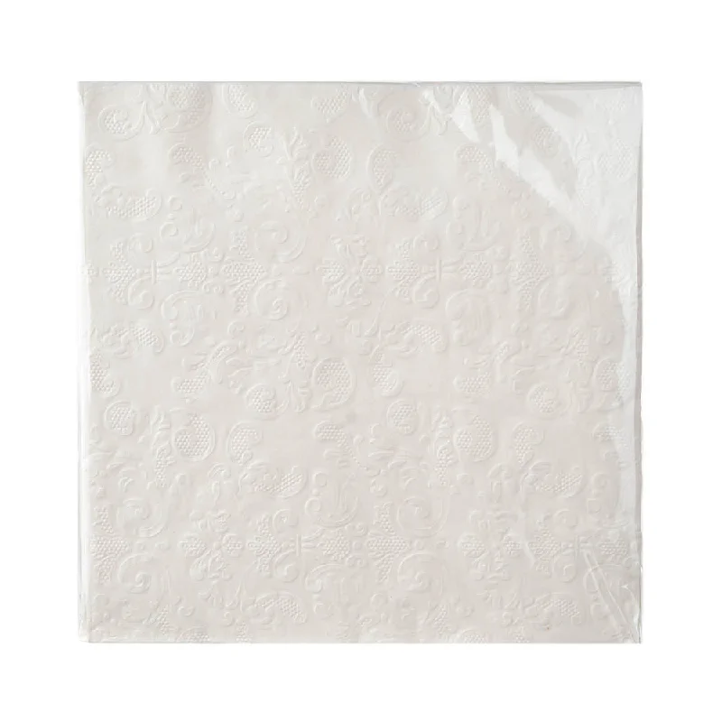 Trendy frosted serving dishes-Paper Napkin White Embossed 40Cm Pack/20