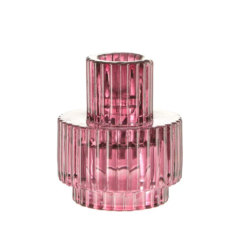 Chic minimalist dinner plates-Glass Candle Holder Pink 8.5x7cm