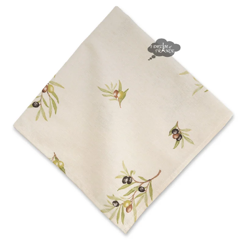 Trendy ombre glass pitchers-Clos des Oliviers Cream Provence All-Over Cotton Napkin by Label France