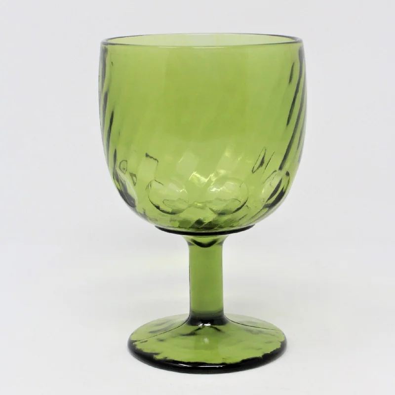 Elegant champagne flutes for parties-Beer Schooner, Bartlett Collins Thumbprint Swirl Green Glass, Vintage, SOLD