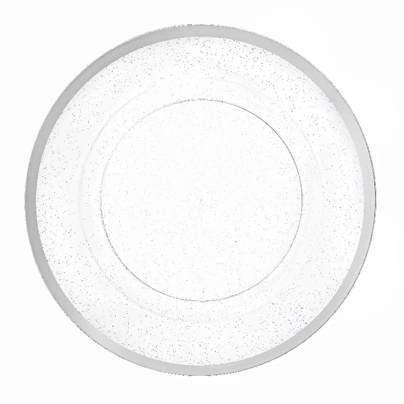 Casual plastic dinner plates-Silver Glitter 13″ Round Plastic Charger Plate - 4 Pack