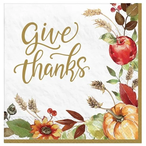 Trendy matte black dinner plates-Grateful Day Thanksgiving Give Thanks Dinner Napkins | 36ct