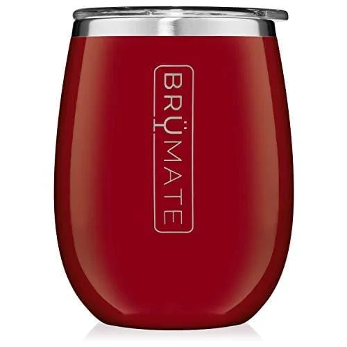 Luxury gold-rimmed coffee mugs-BrüMate Uncork'd XL 14oz Wine Glass Tumbler With Splash-proof Lid - Made With Vacuum Insulated Stainless Steel (Charcoal)