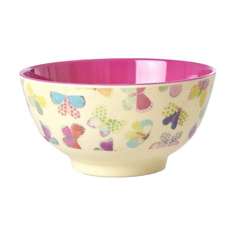 Vintage retro glass plates-Rice DK Melamine Bowl with Butterfly Print - Medium - 700 ml