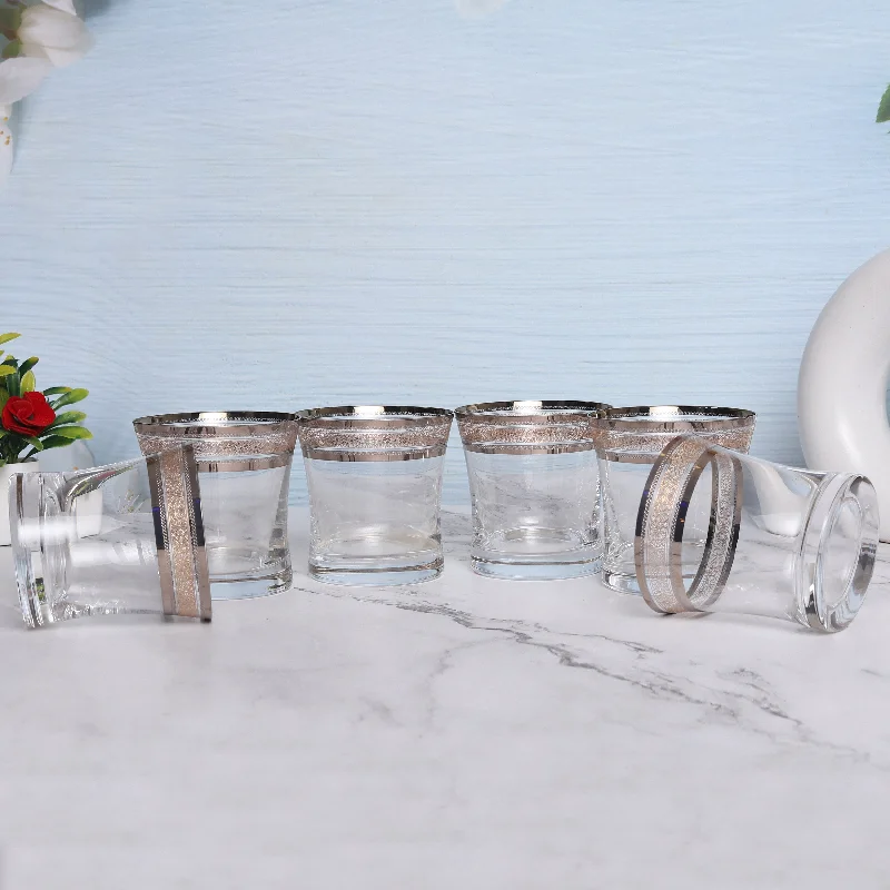 Trendy oversized ceramic tumblers-Modern Art in Graved Silver and Gold Plated Design