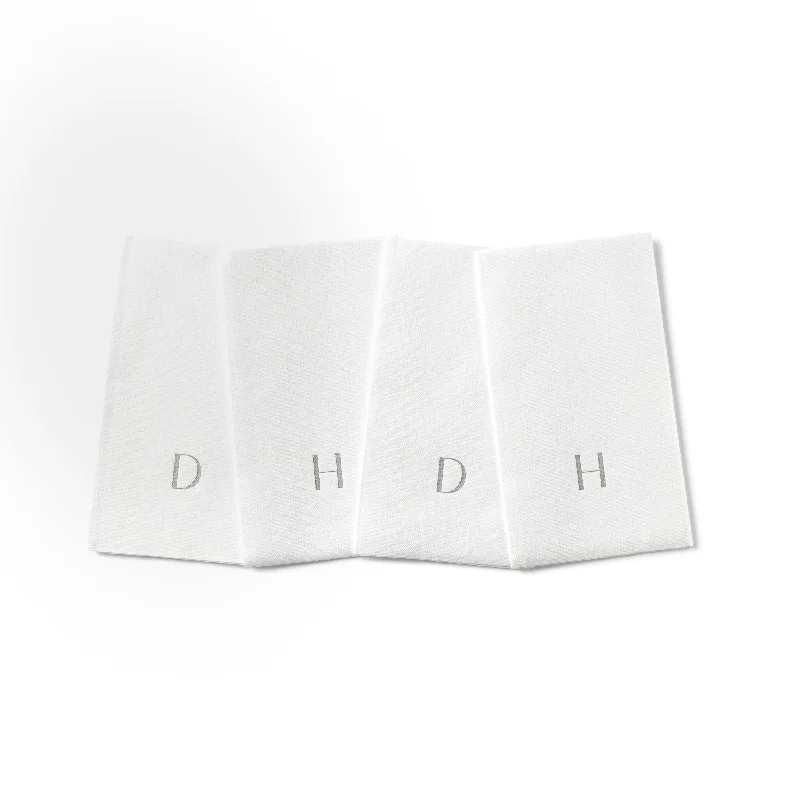 Luxury gold-trimmed plates-Silver Airlaid Napkins