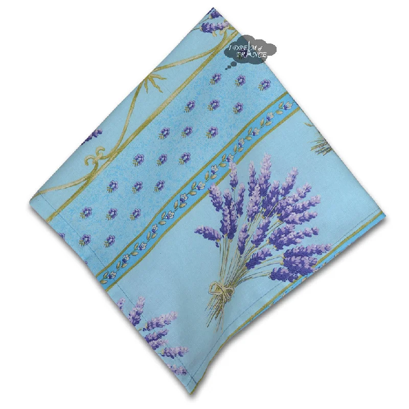 Elegant floral glass trays-Lavender Blue Full Pattern Provence Cotton Napkin by Le Cluny