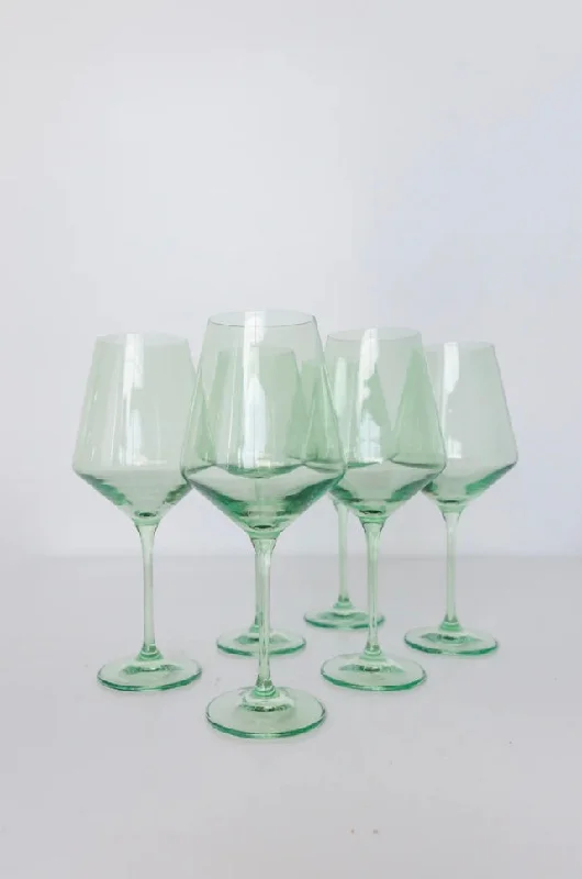 Trendy ombre glass tumblers-Estelle Colored Wine Glasses- Mint Green