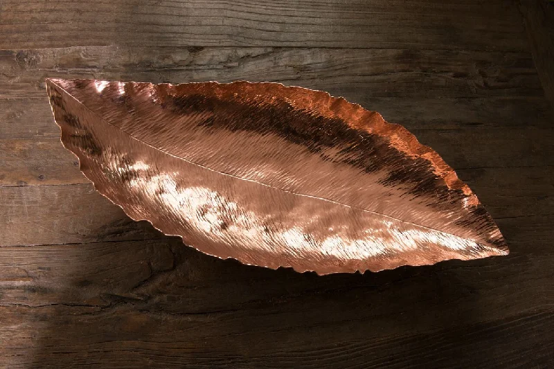 Stylish glass salad plates-Copper Banana Leaf Bowl