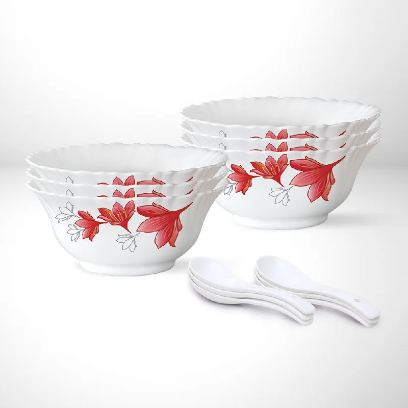 Luxury porcelain salad plates-Larah by Borosil Ruby Soup Bowl Set