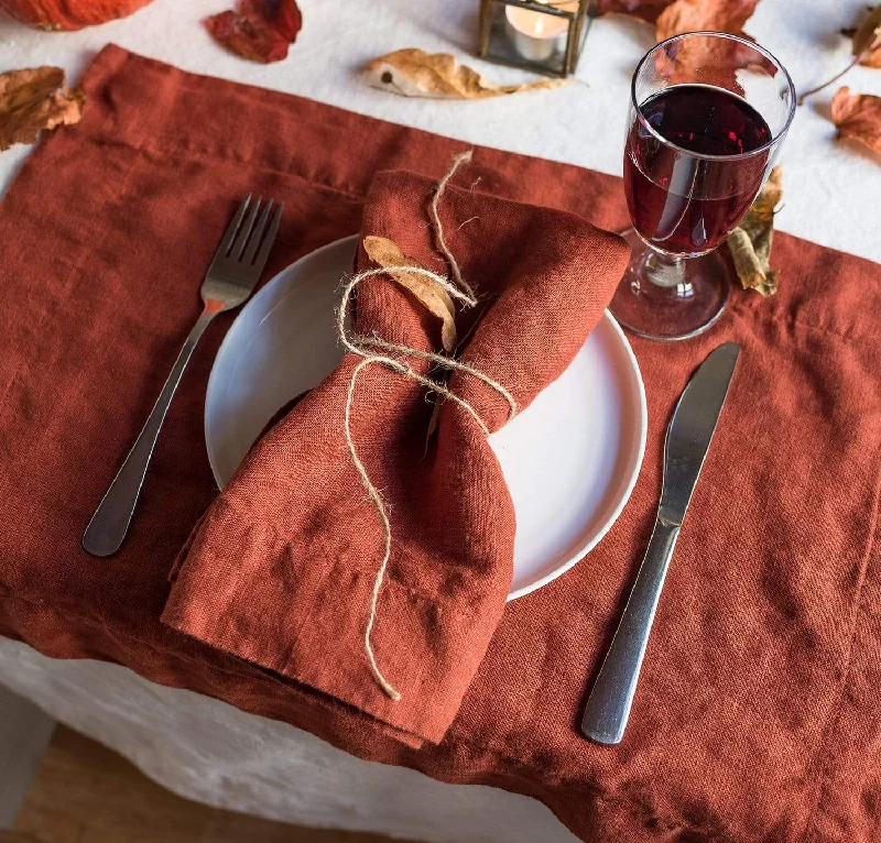 Luxury gold-rimmed platters-St. Barts Linen Napkin