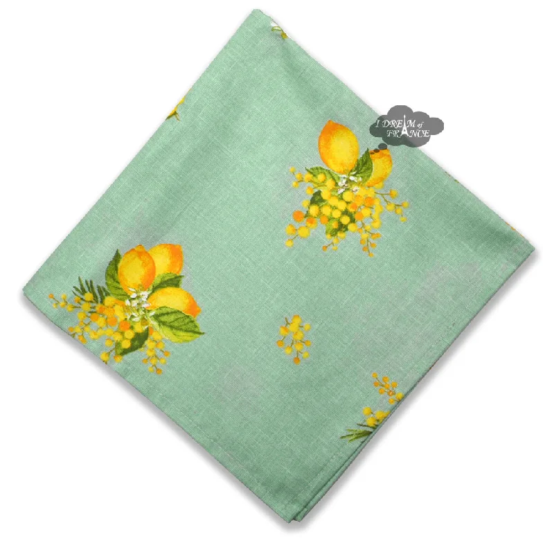 Trendy ombre ceramic plates-Lemon & Mimosa Green Provence All-Over Cotton Napkin by Label France