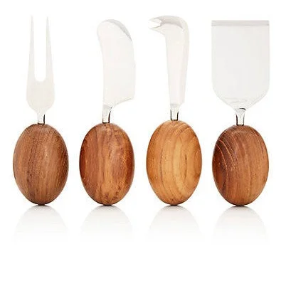 Designer stainless steel spoons-Teakwood Cheese Set