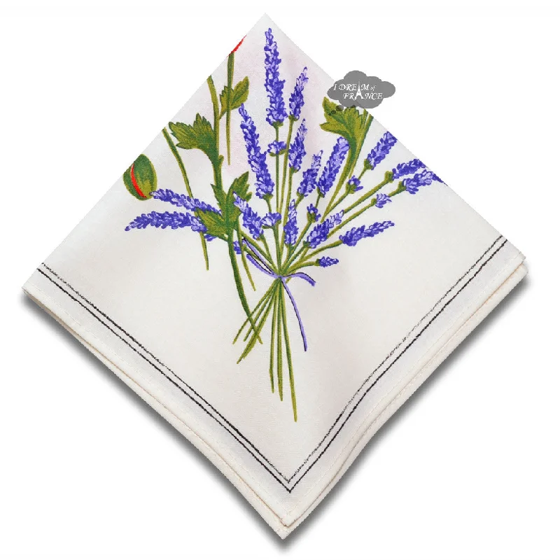 Trendy oversized dinner plates-Poppies Cream Provence Cotton Napkin by Tissus Toselli