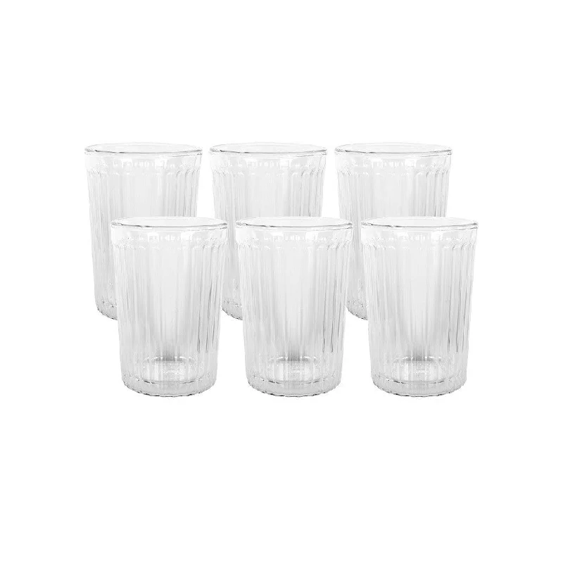 Trendy stackable glass tumblers-Avanti Rigato Double Wall Set Of 6 250ml