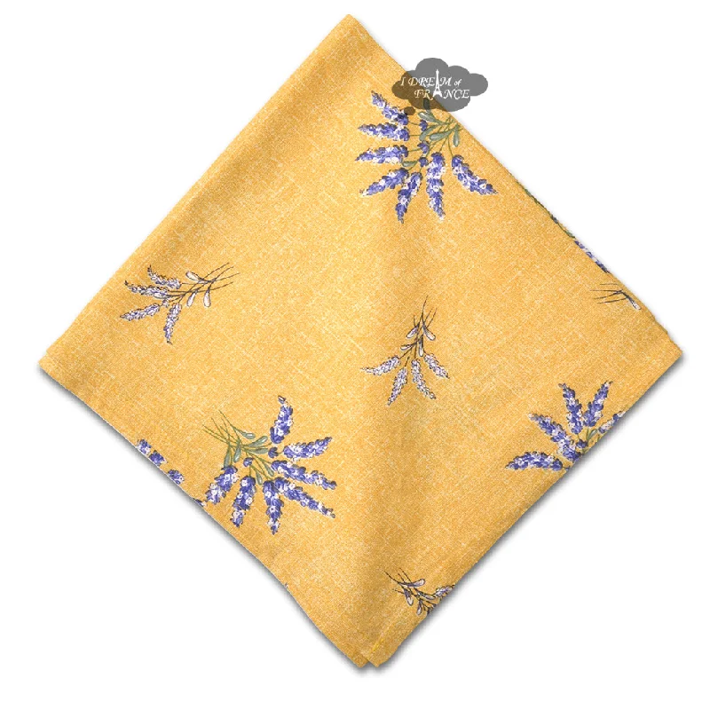 Affordable reusable plastic cutlery-Valensole Yellow Provence All-Over Cotton Napkin by l'Ensoleillade