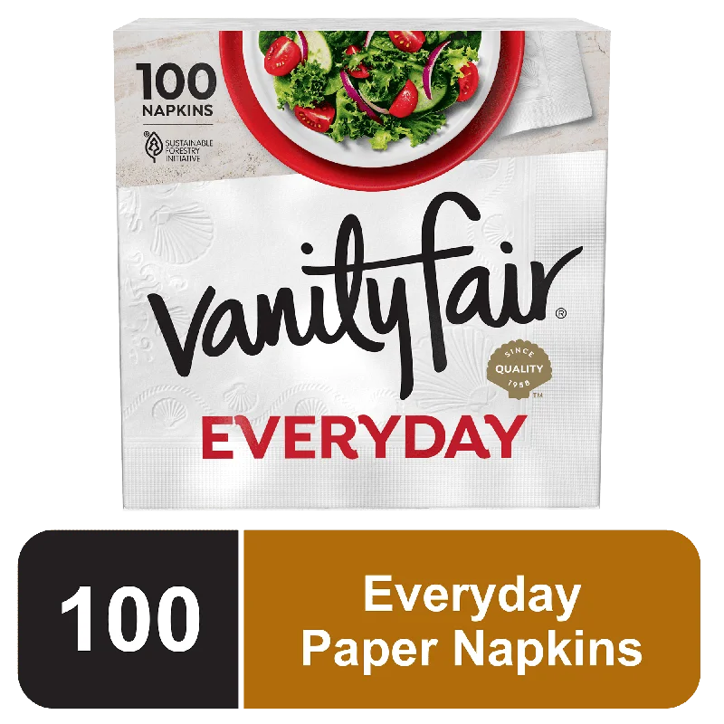 Elegant crystal wine carafes-Vanity Fair Everyday Disposable Paper Napkins, White, 100 Count