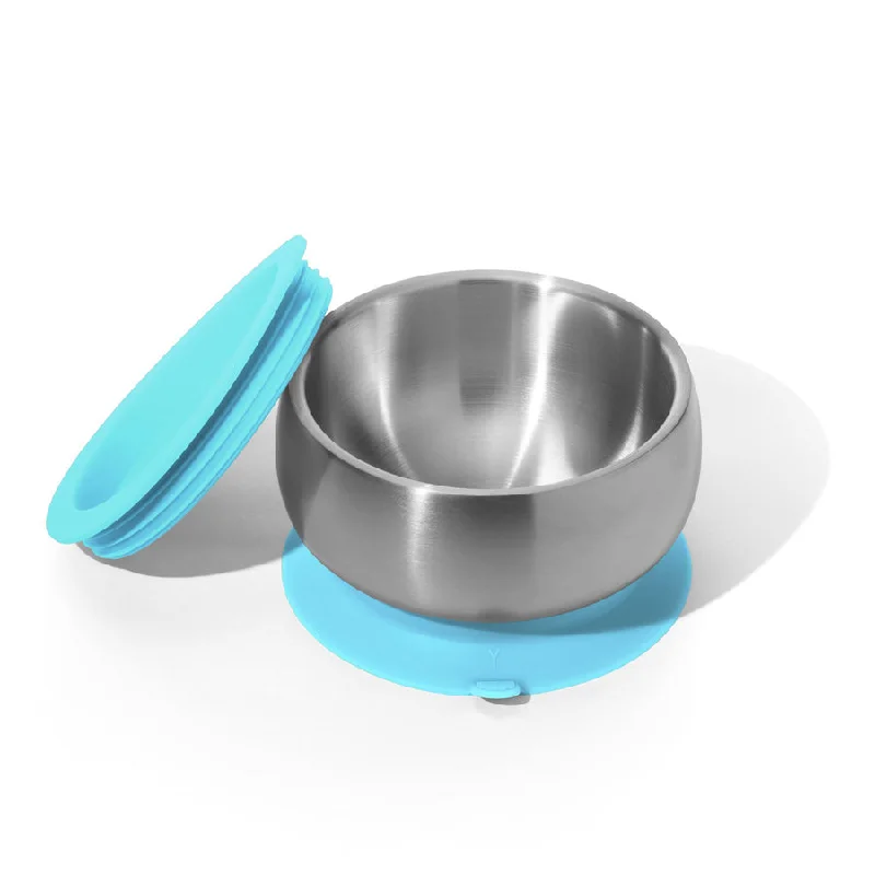 Trendy matte black cutlery-Avanchy Stainless Steel Suction Baby Bowl Lid Blue