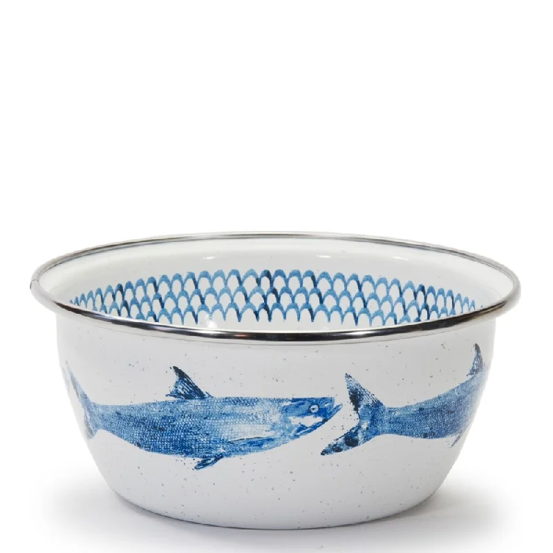 Affordable ceramic dinner sets-Golden Rabbit Fish Camp Enamelware Salad Bowls (Pack of 4)