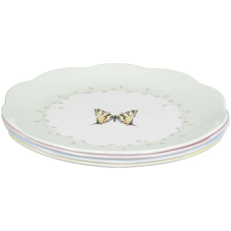 Stylish stackable soup bowls-Butterfly Meadow 4-Piece Dessert Plate Set Butterfly Meadow 4-Piece Dessert Plate Set