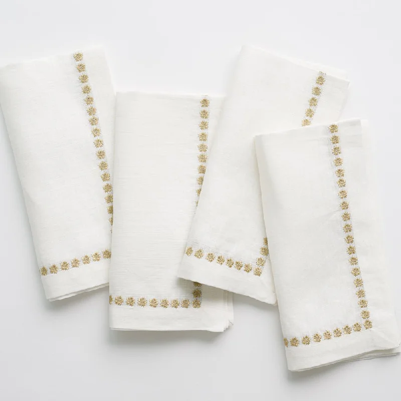 Stylish glass salad plates-India Hicks Home Gold Stars White Linen Napkin | Set of 4