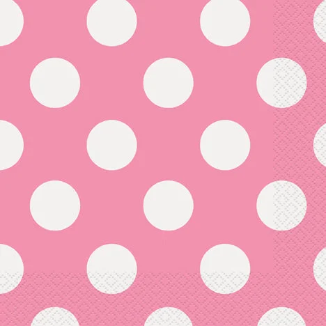 Trendy reusable glass trays-POLKA DOT NAPKINS PINK LUNCHEON   16PCS/PKG