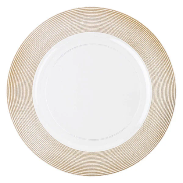 Trendy frosted serving dishes-Clear and Gold Rope Chargers 13″ Round Plastic Charger Plate - 4 Pack