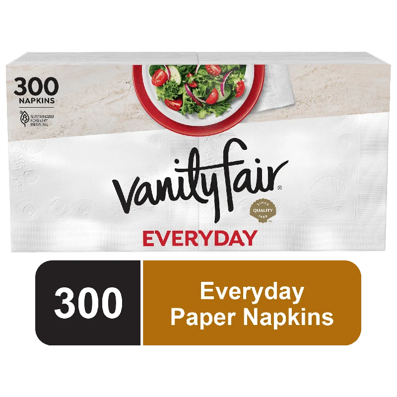 Casual plastic dinner plates-Vanity Fair Everyday Disposable Paper Napkins, White, 300 Count