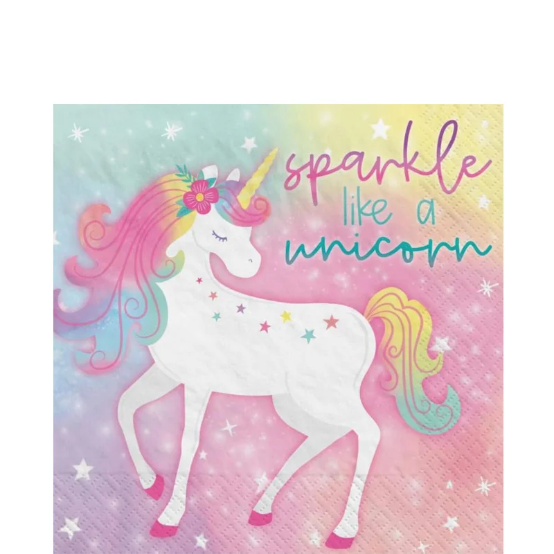 Chic minimalist serving trays-Enchanted Unicorn Luncheon Napkins | 16ct