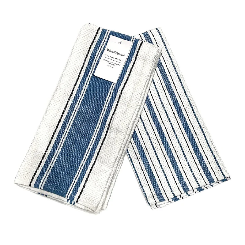 Chic frosted glass pitchers-Tea Towel Set/4 Classic Stripe Blue & White Stripe