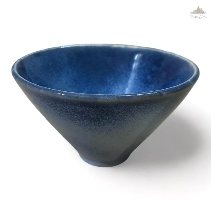 Luxury crystal dessert bowls-Blue Denim Cone Bowl  | Hand Painted |  Set of 1 | Ceramic Pottery | Ideal for serving food items