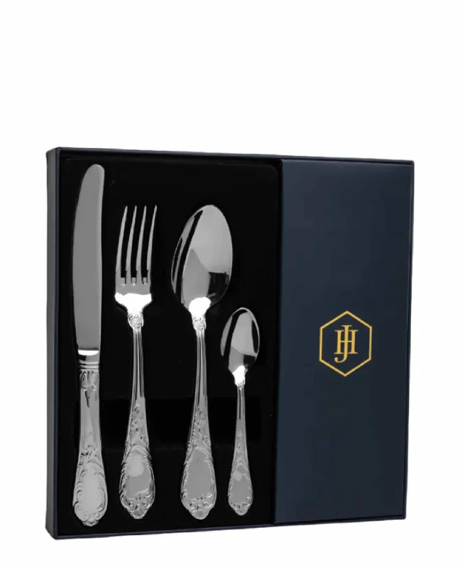 Vintage-inspired serving spoons-Jenna Clifford Pluto 16 Piece Cutlery Set - Silver