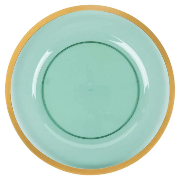 Affordable ceramic serving dishes-Green and Gold Rim Chargers 13″ Round Plastic Charger Plate - 4 Pack