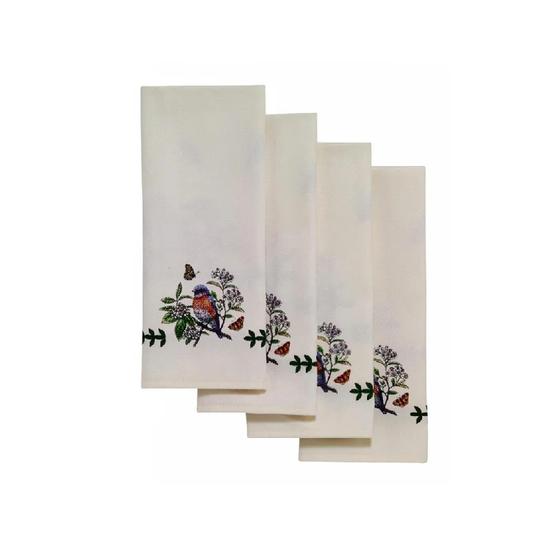 Stylish insulated serving bowls-Botanic Birds Napkin Set Of 4