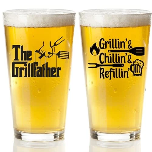 Luxury gold-trimmed teacups-Funny Beer Glass Set For Men - Humorous Fathers Day Gift For Men - Best Dad Or Stepdad Gift for Summer Grilling, Valentines Day, Birthday, Christmas - Beer Glass Grill Accessories