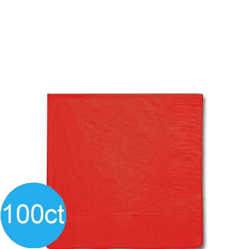 Affordable stainless steel trays-Apple Red Beverage Napkins | 100ct