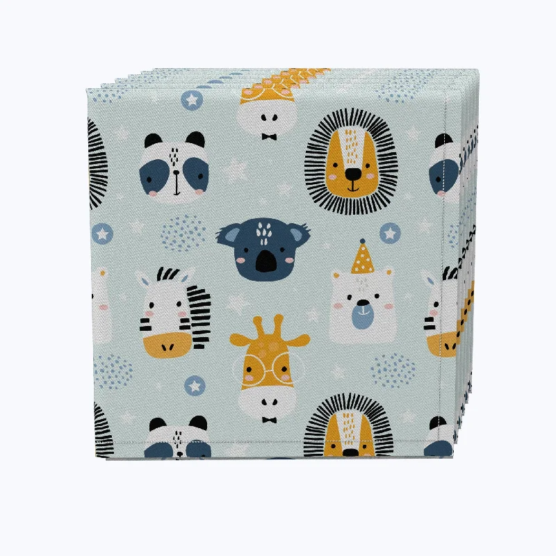 Chic reusable dinnerware sets-Animal Faces Napkins