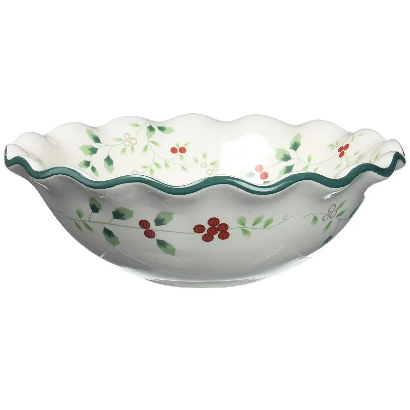 Casual plastic serving trays-Pfaltzgraff Winterberry 8.5" Individual Pasta Bowl - White