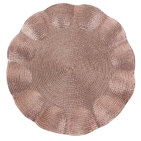 Chic minimalist dinner plates-Rose Gold Braided Chargers 14.5" Round Charger Plate - 2 Pack