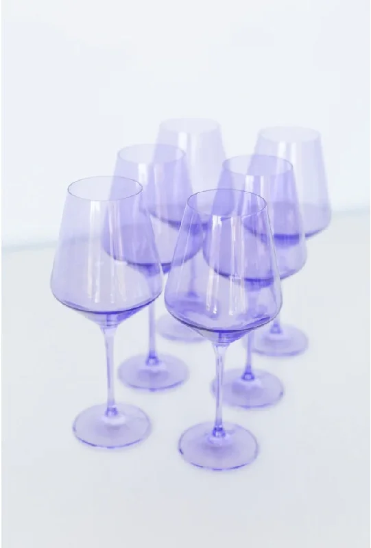 Trendy stackable glass tumblers-Estelle Colored Wine Glasses- Lavender