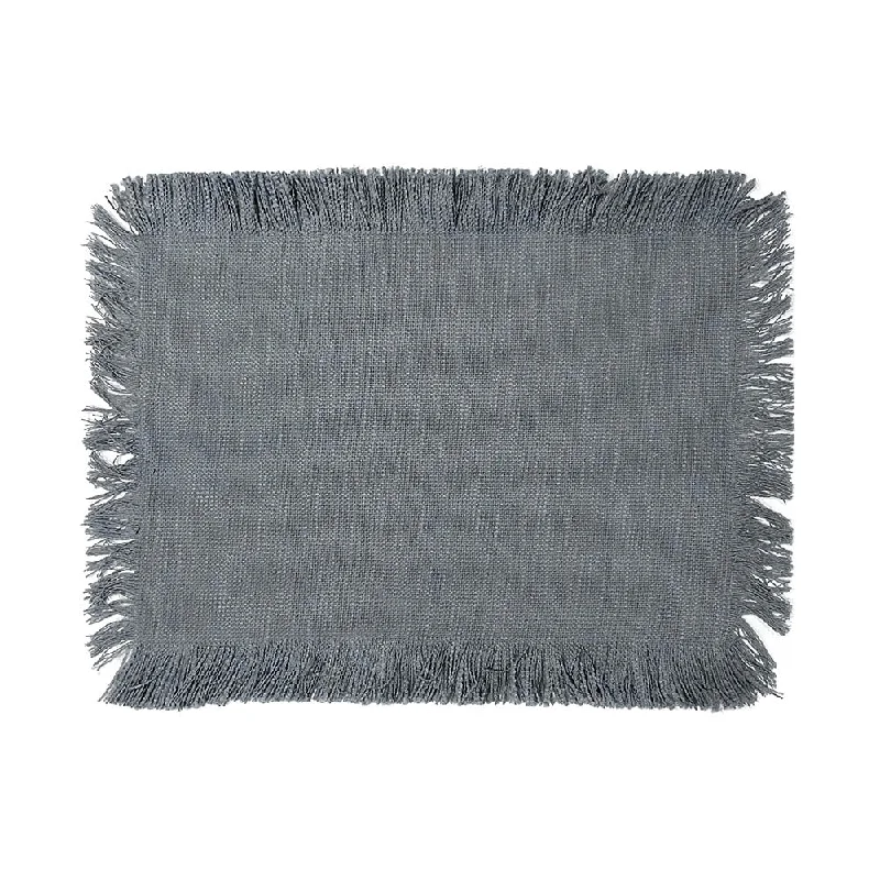 Trendy pastel dinnerware sets-Fringed Placemat Rectangle Grey 33x48cm