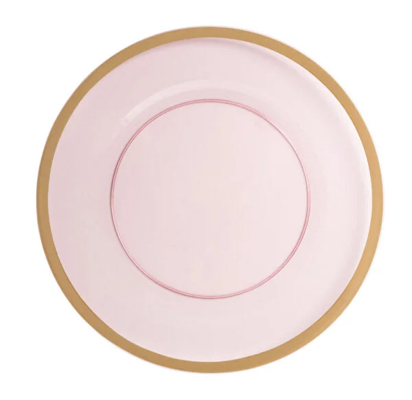 Elegant hand-blown glass pitchers-Pink and Gold Rim Chargers 13″ Round Plastic Charger Plate - 4 Pack