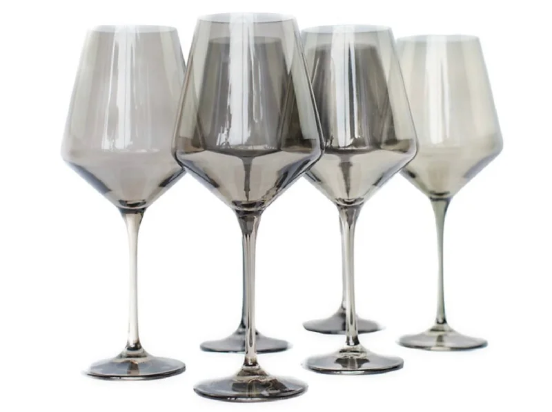 Designer double-wall espresso cups-Estelle Colored Wine Glasses- Gray Smoke