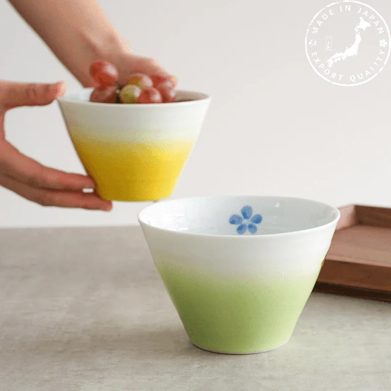 Trendy wooden salad bowls-Japanese Handcrafted Arita Ware Ceramic Gradient Ombré Conical Bowls